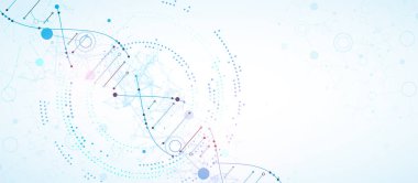 Bilim şablonu, duvar kağıdı ya da DNA moleküllü pankart. Vektör illüstrasyonu