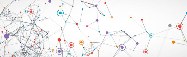 Cover template for science and technology presentation. Plexus style background.