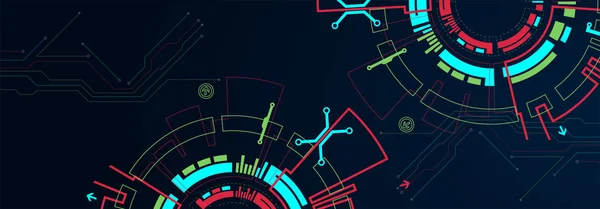 Concetto Tecnologia Del Cerchio Astratto Circuito Alto Sfondo Colore Del — Vettoriale Stock