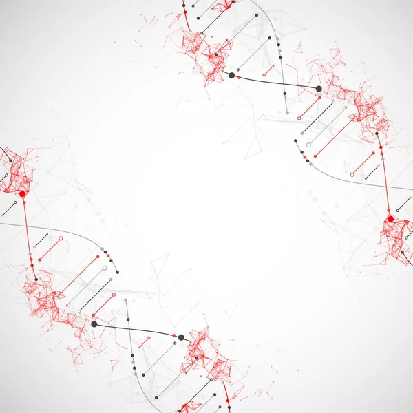 Vetenskaps Mall Abstrakt Bakgrund Med Dna Molekyler Vektor Illustration — Stock vektor