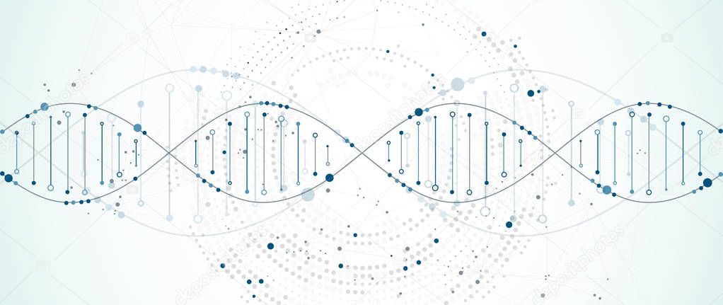 Science template, wallpaper or banner with a DNA molecules. Vector illustration.