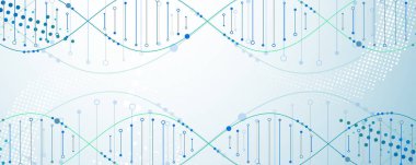 Bilim şablonu, duvar kağıdı ya da DNA moleküllü pankart. Vektör illüstrasyonu.