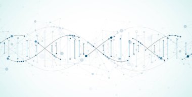 Bilim şablonu, duvar kağıdı ya da DNA moleküllü pankart. Vektör illüstrasyonu