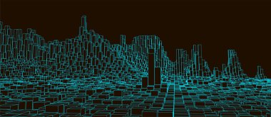 Kare desen. Tel kafes manzara arka plan. Fütüristik vektör illüstrasyonu. 