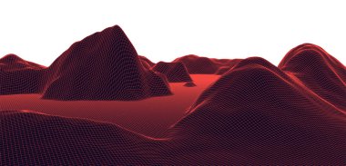 Kablo çerçeveli peyzaj. Gelecekçi vektör illüstrasyonu. 