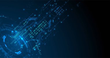Soyut teknoloji kavramı. Devre kartı, yüksek bilgisayar renk arka plan. Vektör çizim