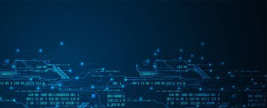 Soyut teknoloji kavramı. Devre kartı, yüksek bilgisayar renk arka plan. Vektör çizim