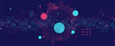 Pleksus etkisi olan soyut küre arkaplanı. 3B yüzey.