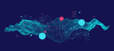 Bilim ve teknoloji sunumu için şablon. Pleksus biçimi arkaplanı.