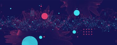 Pleksus etkisi olan soyut küre arkaplanı. 3B yüzey.