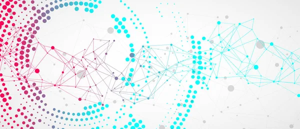 Veelhoekige Wetenschap Achtergrond Met Aansluitende Stippen Lijnen Digitale Data Visualisatie — Stockvector