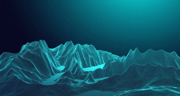 Wireframe Paisagem Fundo Ilustração Vectorial Futurista —  Vetores de Stock