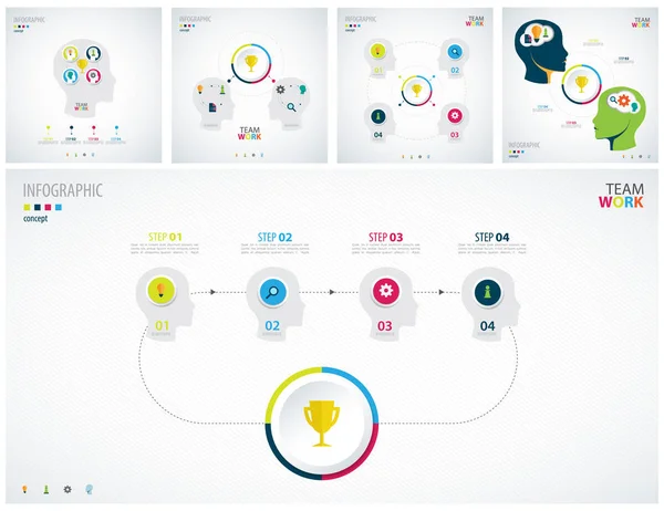 Set Info Graphic Teamwork Business Concept — ストックベクタ