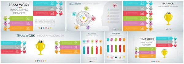 Set Von Infografik Teamwork Geschäftskonzept — Stockvektor