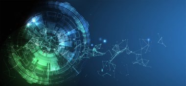 Pleksus etkisi olan soyut teknoloji geçmişi. Vektör illüstrasyonu. 