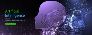 Plexus Yapay Zeka konsepti. Yaratıcı beyin konsepti geçmişi. Vektör bilimi illüstrasyonu.