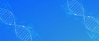 Bilim şablonu, duvar kağıdı ya da DNA moleküllü pankart. Vektör illüstrasyonu.