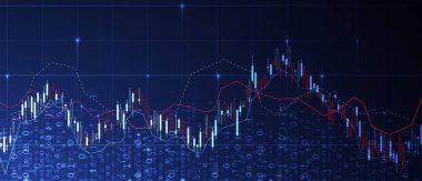 Finansal ticaret kavramı. Borsa ve borsa. Mum çubuğu grafik şeması.