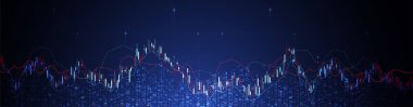 Finansal ticaret kavramı. Borsa ve borsa. Mum çubuğu grafik şeması.
