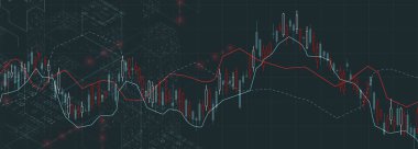 Finansal ticaret kavramı. Borsa ve borsa. Mum çubuğu grafik şeması.