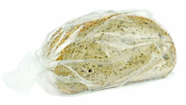 Ein Gefrierbeutel mit braunem Brot — Stockfoto
