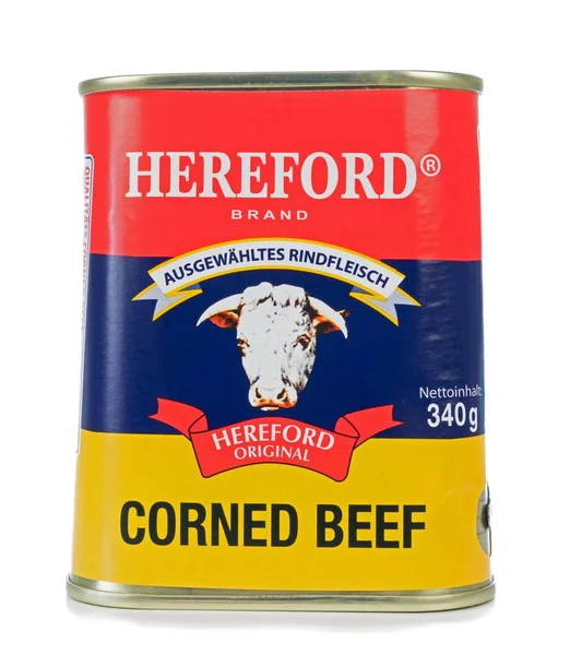 Niedersachsen Germany April 2020 Tin Hereford Corned Beef German Market — Stock Photo, Image