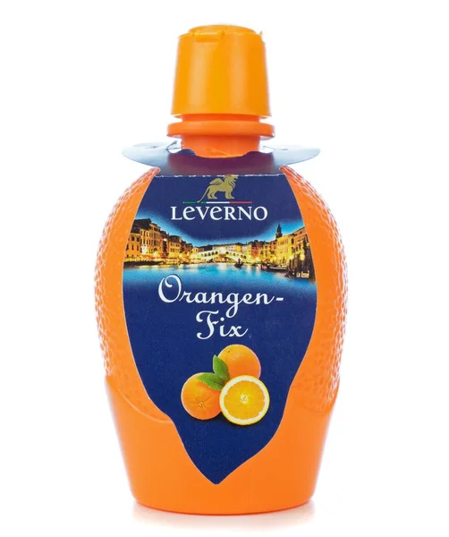 Niedersachsen Allemagne Avril 2020 Une Bouteille Concentré Jus Orange Leverno — Photo