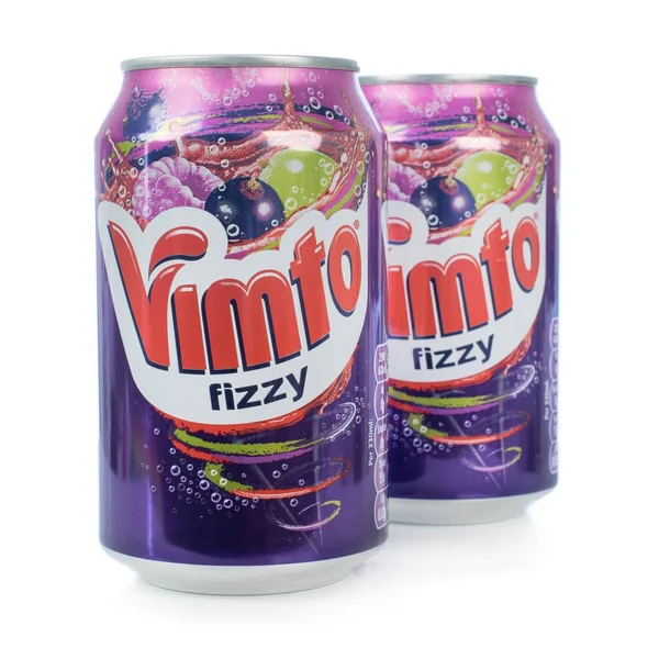 Niedersachsen Germany April 2020 Two Cans Vimto Fizzy Soda Soft — Stock Photo, Image