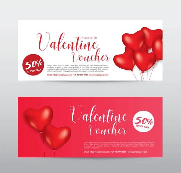 Bonne Saint-Valentin, Bon cadeau Bannière coupon Carte promotion t — Image vectorielle