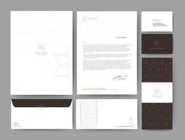 Kimlik kurumsal şirket tasarım şablonu marka, Ticari hotel, resort, spa, lüks premium logo, vektör çizim için ayarla