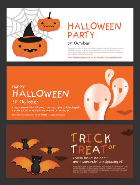 Mutlu Cadılar Bayramı Günü, hediye çeki kupon afiş bilet kartı promosyon şablon. Vektör çizim.