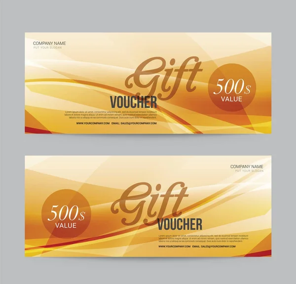 Gift Voucher Template Promotion Sale discount, Gold background, vector illustration — Stock Vector