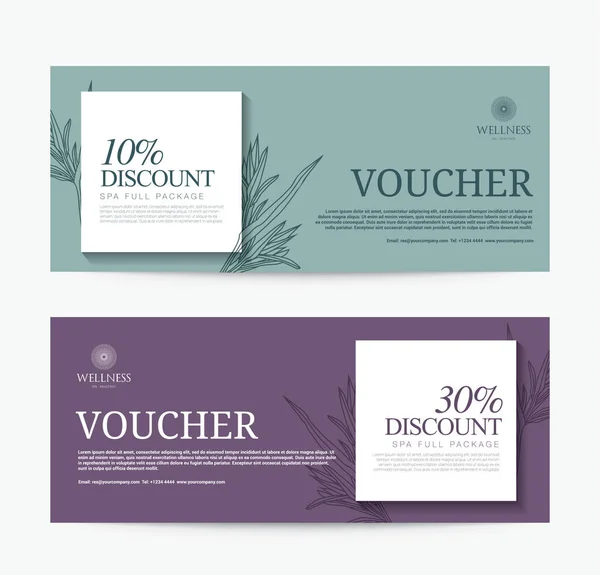 Prezent Voucher szablon tło Spa, Hotel Resort, nowoczesny Design, pozdrowienie wektor — Wektor stockowy