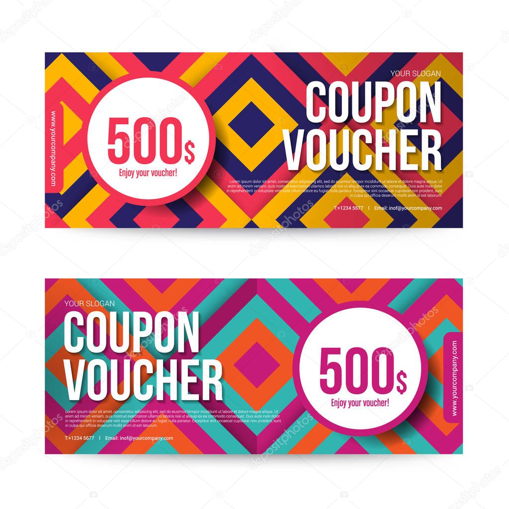 Gift Voucher, Abstract background banner template full color, vector illustration