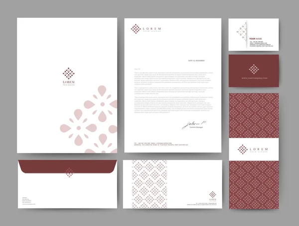 Plantilla Identidad Marca Diseño Empresa Corporativa Set Para Hotel Negocios — Vector de stock