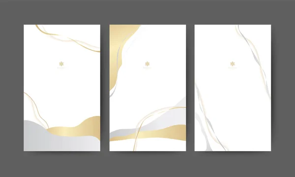 Αφηρημένο Λευκό Και Χρυσό Φόντο Minimal Freehand Set Για Banner Διάνυσμα Αρχείου