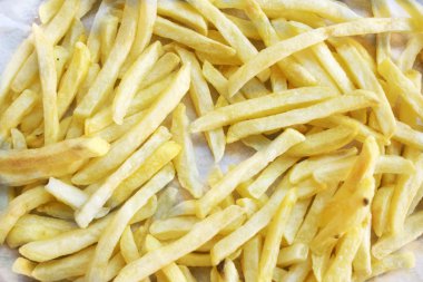 Ev yapımı patates kızartması. düz lay