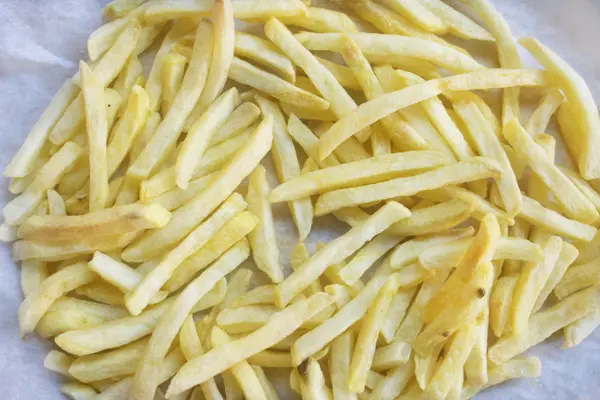 Ev yapımı patates kızartması. düz lay