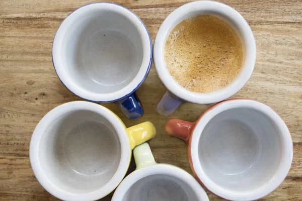 kremsi espresso coffeee bir fincan Üstten Görünüm