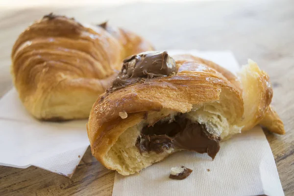 Half cut chocolate croissant — Stock Photo, Image