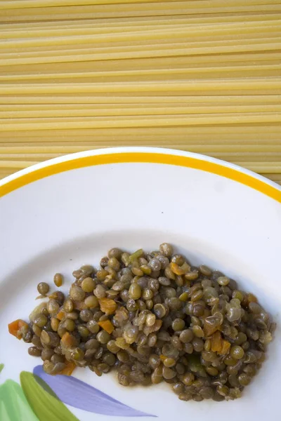 Paste și supă de linte — Fotografie, imagine de stoc