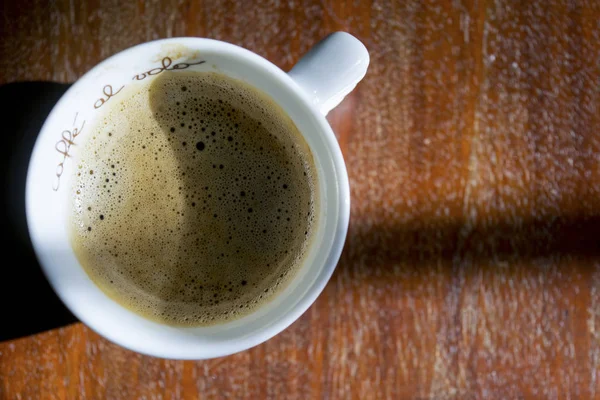 Colocação plana de um café expresso — Fotografia de Stock