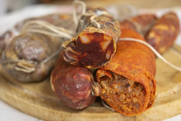 Soppressata Salamı Sıcak Nduja Tipik Calabria Ürünleri Telifsiz Stok Imajlar
