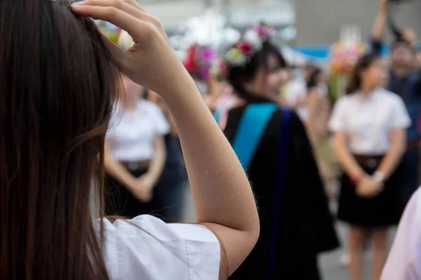 Rozmycie podziałka świętowania Tajski młoda kobieta — Zdjęcie stockowe