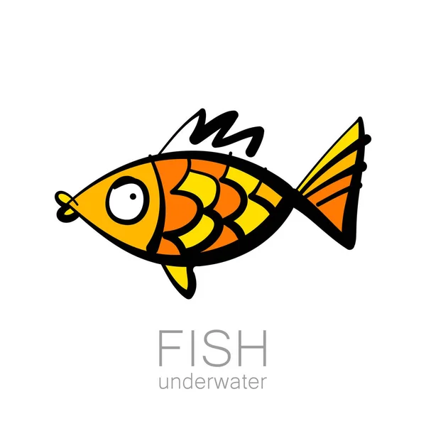 Fish underwater hand draw — Stock Vector