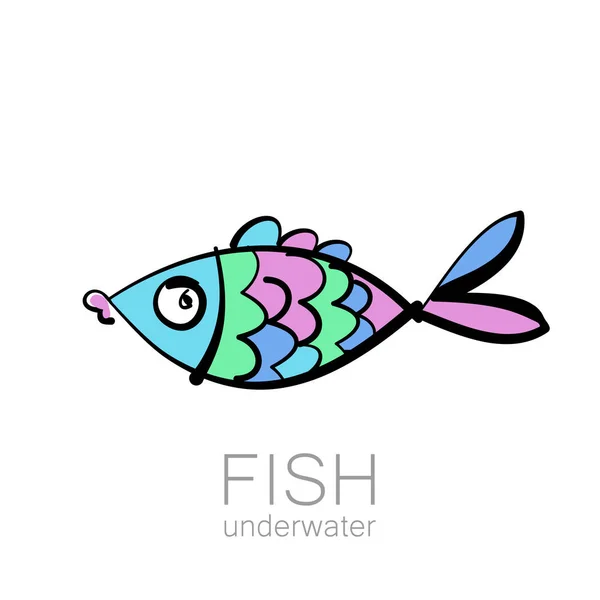 Fish underwater hand draw — Stock Vector