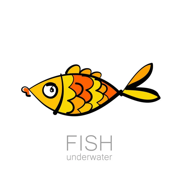 Fish underwater hand draw — Stock Vector