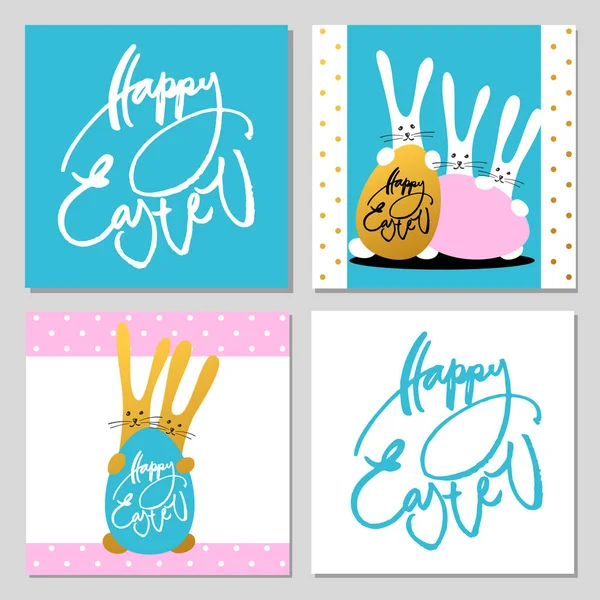 Happy Easter kaarten set — Stockvector