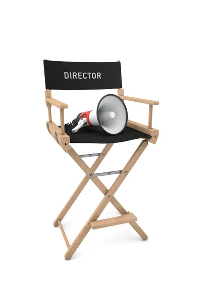 Film fotelu reżysera z megafon na białym tle. 3D rende Obrazek Stockowy