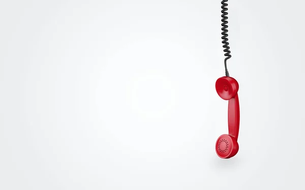 白い背景の上のビンテージ赤い電話受信機。3 d レンダリング ロイヤリティフリーのストック写真